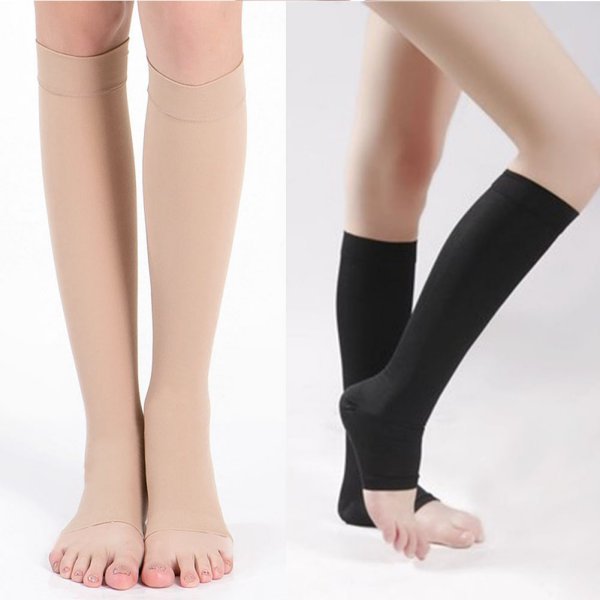 Unisex Open Toe Sock Compression Toeless Socks Knee High Support