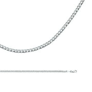 Solid 14k White Gold Chain Cuban Necklace Curb Link Concave Polished Style Genuine, 2.7 mm - 22 inch
