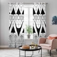 thumbnail image 4 of Black White Geometric Kitchen Curtains Window Panels, Vintage Art Striped Insulated Window Treatment Curtain, Grommet Curtains for Bedroom/Living Room/Bathroom, 2 Piece 42"Wx84"L, 4 of 8