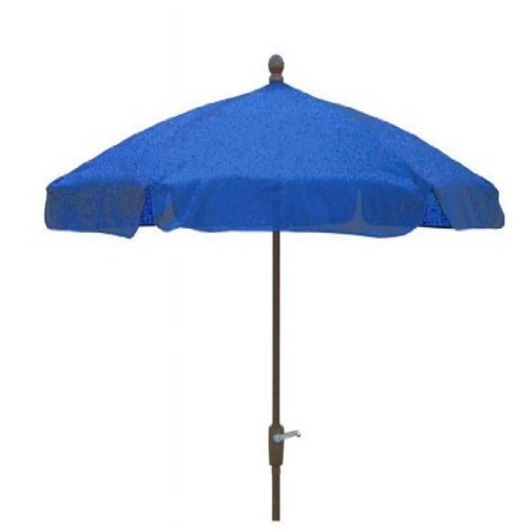 FiberBuilt Umbrellas 7GCRCB-Pacific Blue 7.5' Hex Home Garden Umbrella 6 Rib Crank Champagne Bronze with Pacific Blue Vinyl Coated Weave Canopy