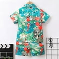 thumbnail image 3 of WOYY Toddler Boys Hawaii Beach Outfits Short Sleeve Button Shirt & Shorts Set, Sizes 3-10, 3 of 6