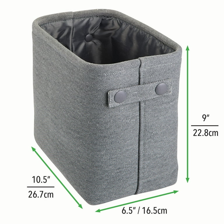 mDesign Narrow Fabric Storage Bin Basket with Handles for Bathroom