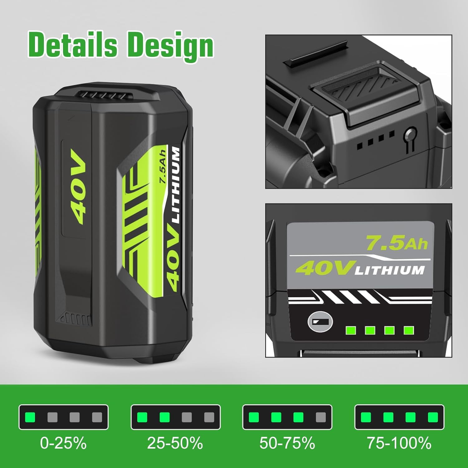 4Pack 40v Upgraded 7500mAh OP4026A Replacement for Ryobi 40V Battery 7.5Ah Compatible with Ryobi 40 Volt Battery Lithium OP4040 OP40201 OP4050A OP4015 OP40261 OP4030 OP40401 OP4060 Power Tools