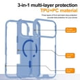 thumbnail image 3 of for iPhone 17, 2 In 1 Case, Compatible with MagSafe, Air Cushions Ultra Slim Drop Protective TPU + PC Lightweight Anti-Scratch Bumper Frame Translucent Hybrid Phone Cover, Blue, 3 of 7