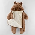 thumbnail image 6 of Mgmyaa Toddler Baby Boys Girls Jumpsuit Solid Color Fleece Hooded Romper Bear Ear Zipper Footed Jumpsuit Warm Outfit, 6 of 9