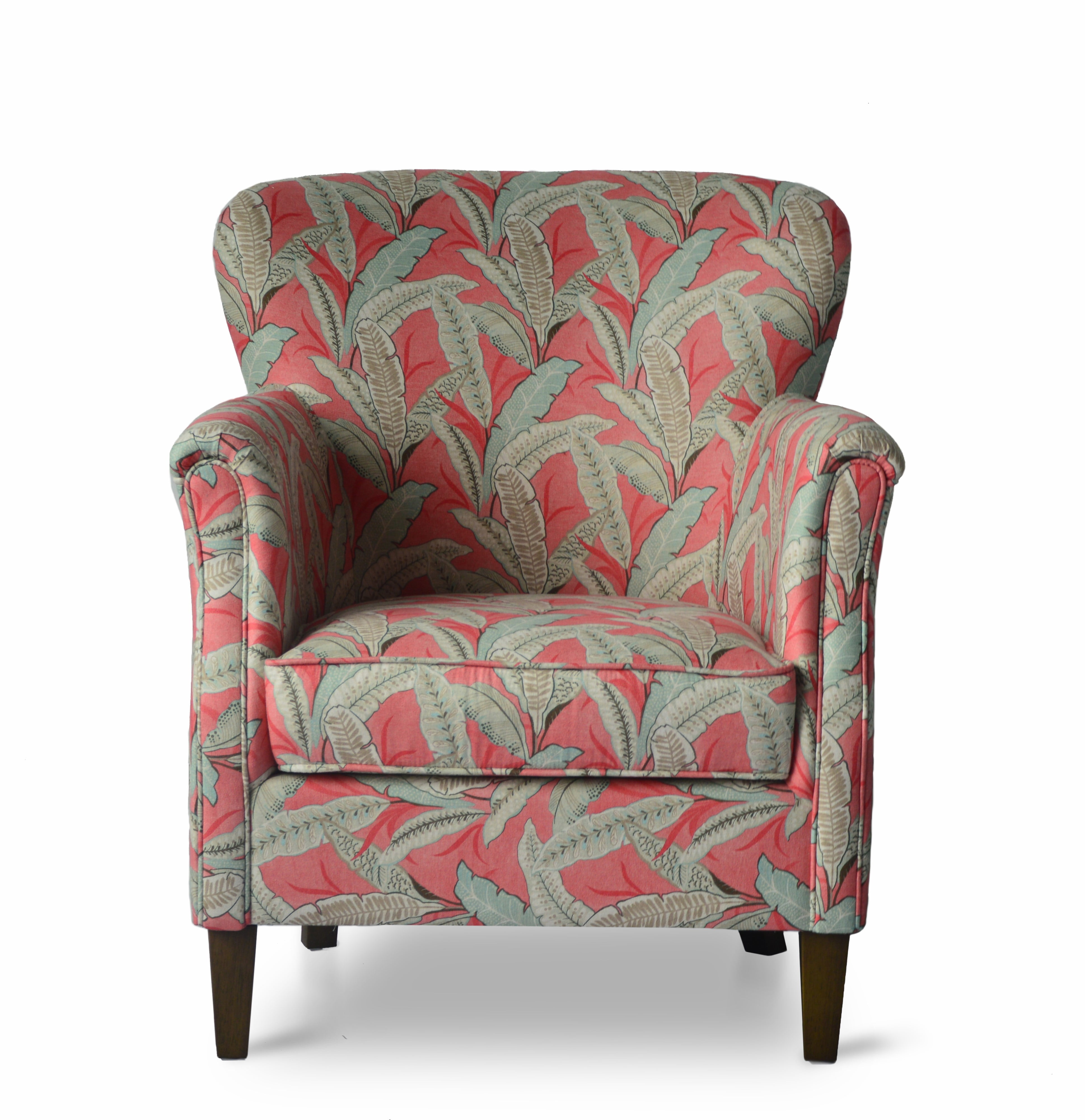 coral print accent chair