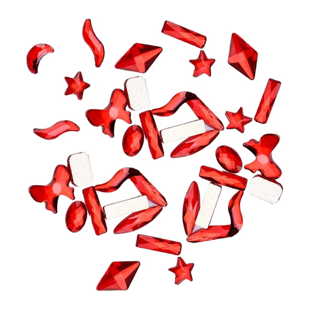 Vogacara 50 piezas de cristal conjunto brillo 3D puntas decoración uñas arte diamantes de imitación DIY artesanía manicura accesorios Juegos de manicura Rojo brillante