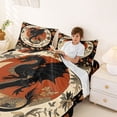 thumbnail image 3 of Feelyou Moon Floral Black Dragon Full Size Sheets for Men Women Kids, Vintage Boho Wildlife Bed Sheets, Black Orange, 4-Piece, 3 of 5