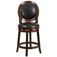 thumbnail image 5 of Flash Furniture 26'' High Cappuccino Counter Height Wood Stool with Oval Back and Black LeatherSoft Swivel Seat, 5 of 5