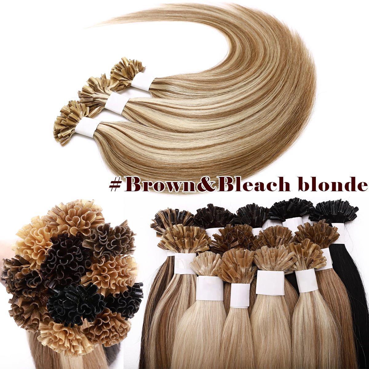 SEGO U Tip Hair Extensions Pre Bonded Fusion Hairpieces 100% Remy Human Hair U-tip Nail Tipped Keratin Glue Stick Microlink Blonde Hair Extension for Women 50 Strands