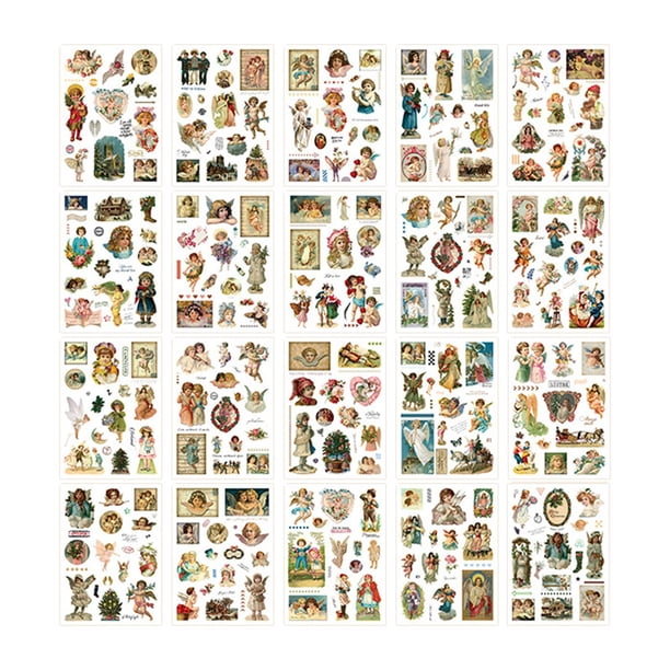 20 pegatinas para planificador Macarena diseño retro papel 154 mm x 110 mm