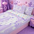 thumbnail image 3 of meiyoeat Cloud Stars Initial D Zipper Full Size Comforter Sets with Fitted Sheet and 2 Pillowcases,Purple Rainbow Heart Print Zipper Bedding Set For Girl,Colorful Stars Reversible,4 Pieces, 3 of 7