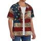 thumbnail image 2 of Balery American Flag1 Camisa Casual de Manga Corta con Botones para Hombre, Texturizada, Estilo Cubano, para Playa, Verano-Medium, 2 of 5