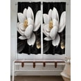 thumbnail image 6 of Bedroom Curtains 63 Inches length, Gorgeous Flowers Window Treatment Curtain Drapes, White Gold Floral Botanicals Black Rod Pocket Curtain Panels for Living Room Kitchen, 42"x63", 2 Panels, 6 of 7