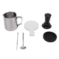 thumbnail image 2 of Frother 21PCS Coffee Tamper Set Stainless Steel Frothing Pitcher Tamper Mat Coffee Stirrer Coffee Stencils Tools for Home Office, 2 of 7