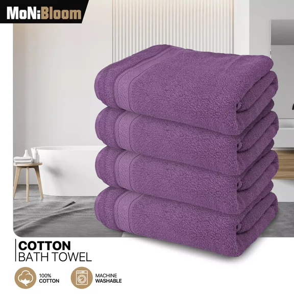 Huba Homes 4 Pieces 100% Cotton Ultra Soft Towel Set 27"x54" Absorbent Quick Dry Bath Towel
