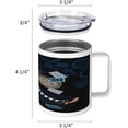 thumbnail image 4 of Alice in Wonderland 10 Oz Steel Mug, Grown Giant Girl Sitting Flying Cards and Rose Checkered Cartoon, Vacuum Insulated Leak-resistant Cup for Outdoor Hiking and Picnics, Blue and Black, 4 of 6