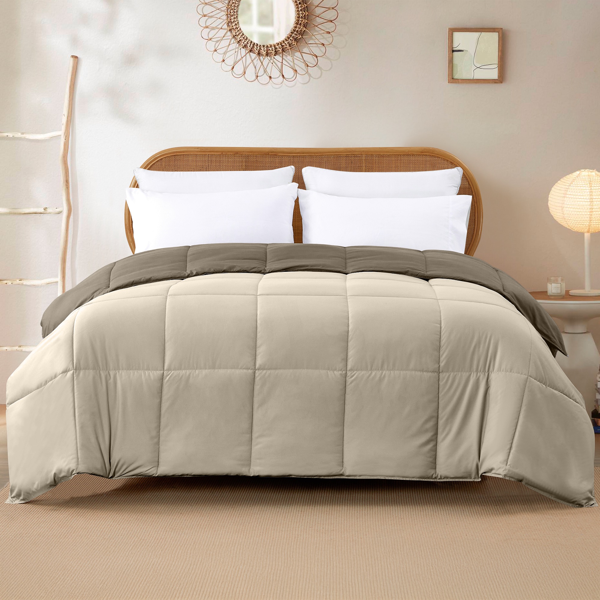 Modern Threads Down Alternative Reversible Comforter Stone & Champagne Twin