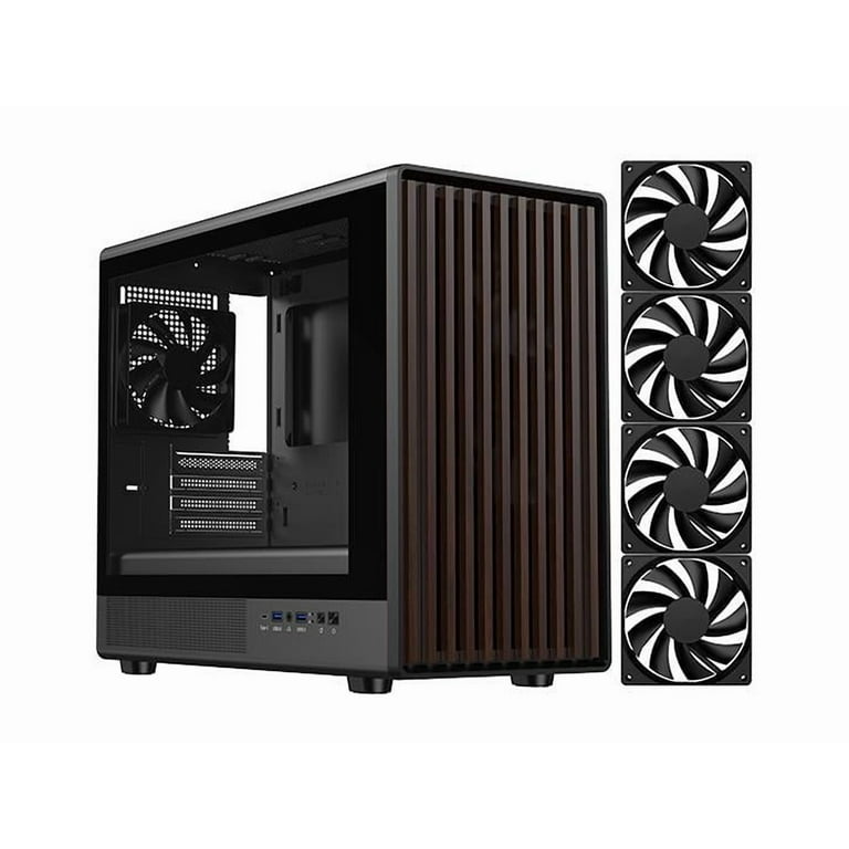 DIYPC DIYmATX06Wood DIY-mATX06-Wood Micro ATX Mid Tower Case Black