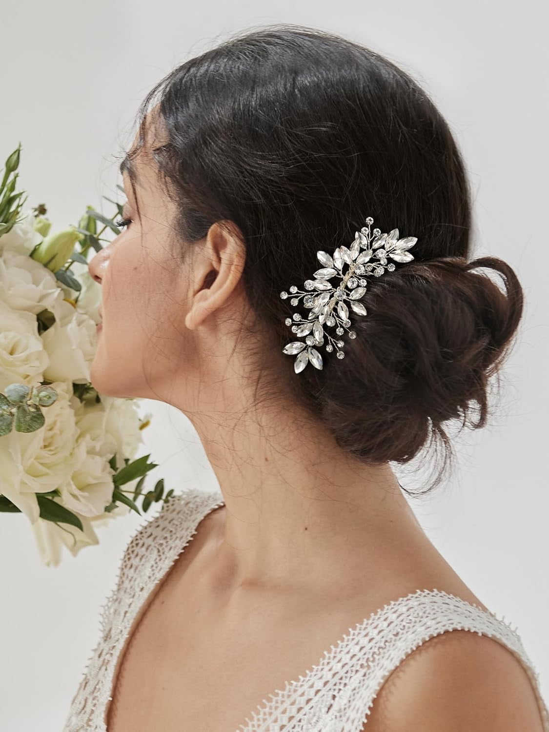 Bride Silver Wedding Hair Comb Crystal Hair Accessories with Rhinestone Bridal Hair Clip Sparkly Hair Piece Gem Hair Accessories for Women and Girls