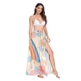 thumbnail image 2 of FORMRS Womens Long Sarong Beach Wrap Semi-Sheer Bikini Skirt Bathing Swimsuit Cover Up, Pink Retro Sun, 2 of 7