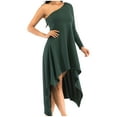 thumbnail image 5 of Plus Size Womens Emerald Green One Shoulder Dress, 5 of 5