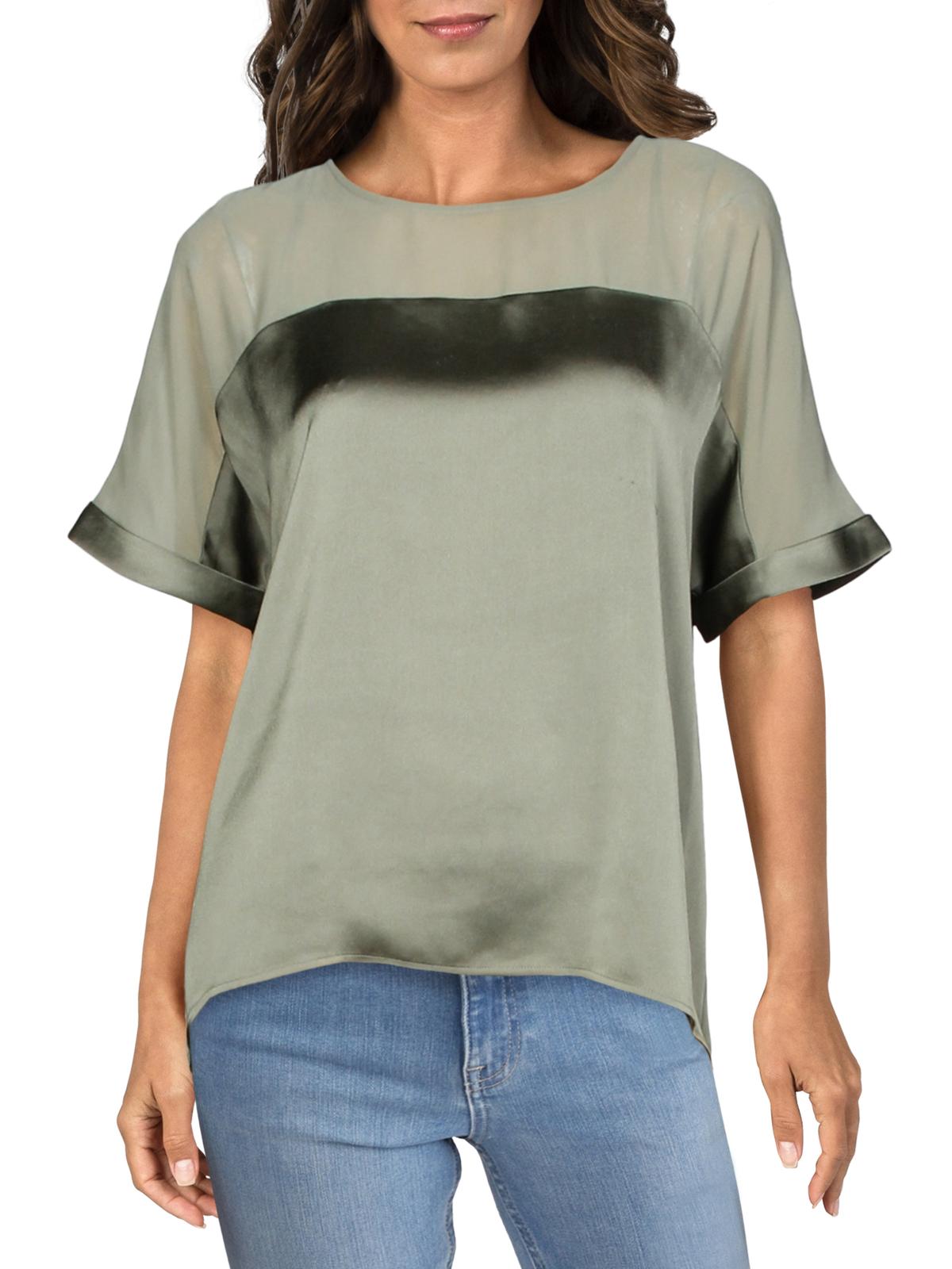 Vince Camuto Womens Satin Chiffon Yoke 