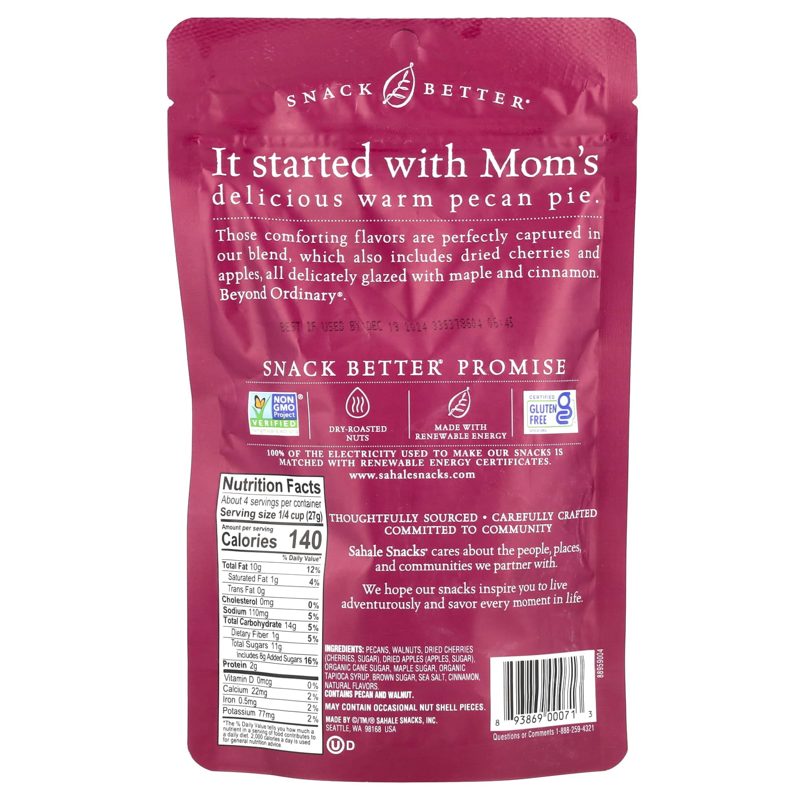 Sahale Snacks Maple Pecans, Glazed Mix Trail Mixes, 4 oz, Pack of 4