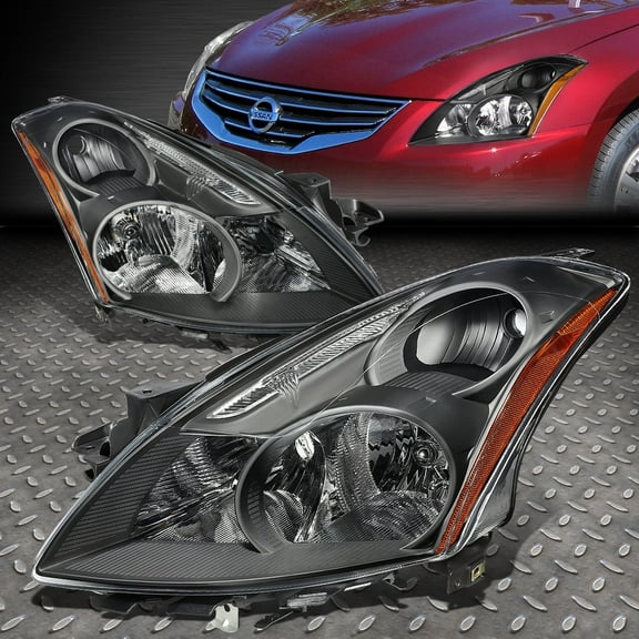 NUVISION for 10-12 Nissan Altima Sedan Black Housing Amber Corner Headlight Head Lamps