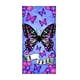 thumbnail image 1 of Toalla de playa estampada de terciopelo de doble cara con mariposa morada, de secado rápido, 1 pieza, toalla de baño para adultos, 150 cm x 70 cm, toalla de playa de microfibra, 1 of 5