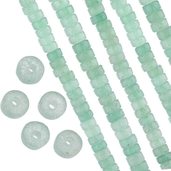 1 Box 320Pcs Flat Gemstone Beads Disc Stone Beads 4mm Gemstone Beads String Disc Stone Bead Energy Healing Green Aventurine Flat Round Gemstones Beads for Jewelry Making DIY Gift Supplies