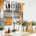 thumbnail image 4 of Burnt Orange Kitchen Curtains Short Small Funny Quotes Farmhouse Wooden Plank Wood Knife and Spoon Rod Pocket Black White Bedroom Living Room Treatment Fabric 2 Panels 27.5Wx39H Inch, 4 of 6