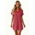 thumbnail image 6 of Women's Floral Print V-Neck Short Sleeve Casual Pullover Dress with Pocket, Summer Dress Comfortable Loose Fit, Fashionable Ladies Clothing,Red,S, 6 of 8