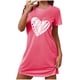 thumbnail image 2 of Camisón corto extragrande para mujer, estampado, cuello redondo y manga corta, de poliéster., 2 of 4