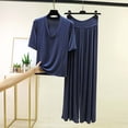 thumbnail image 2 of UAMVSH Women's Plus Size Pajama Sets Loose V Neck Short Sleeve Top with Drawstring Pants Pjs Set 2 Piece Soft Nightwear, 2 of 5