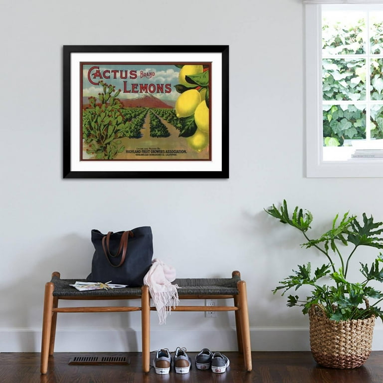 Art.com Cactus Brand - Highland, California - Citrus Crate Label Art Print  by Lantern Press, Black Frame Wall Art, 40" x 32" - Walmart.com