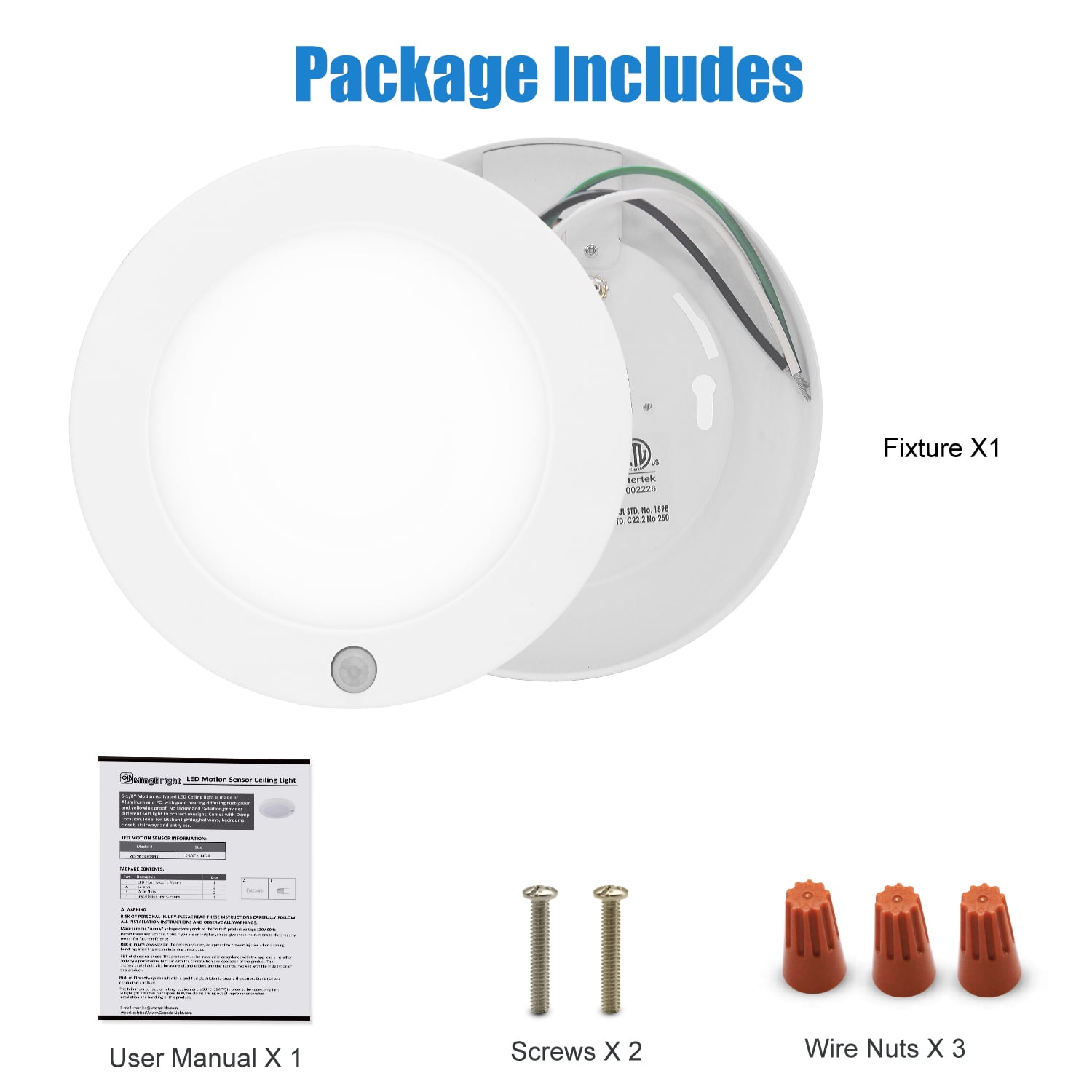 Motion Sensor LED Ceiling Light, 6inch 120V LED Flush Mount Round Lighting Fixture, 10W 700lm LED Closet Light for Indoor/Outdoor, Porches, Closet Rooms, Stairs, Hallways, 3000K Warm White