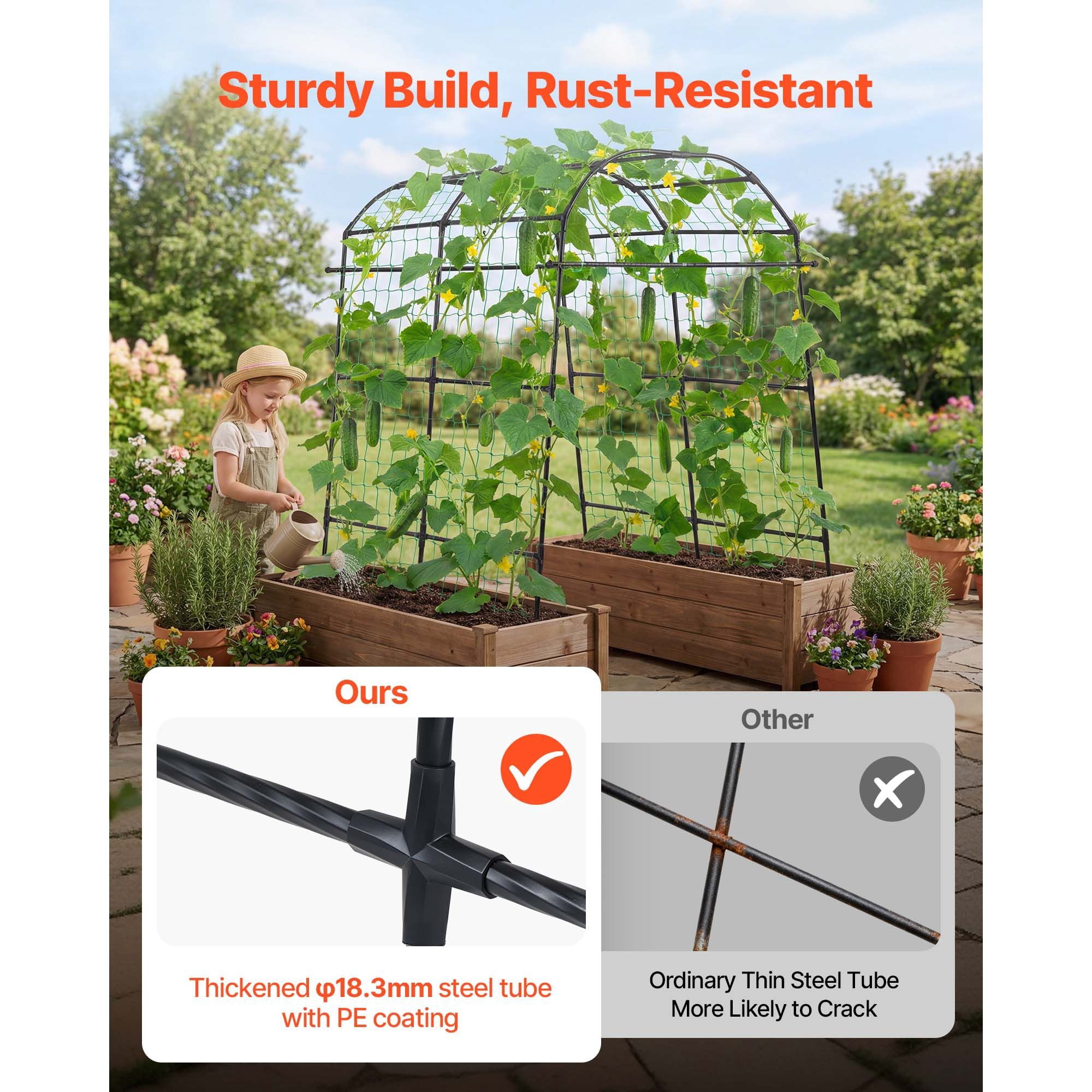 70.87X44.09x82.99 inch U-shaped metal climbing vine plant rack, cucumber, beans, tomato support arch, high bed garden