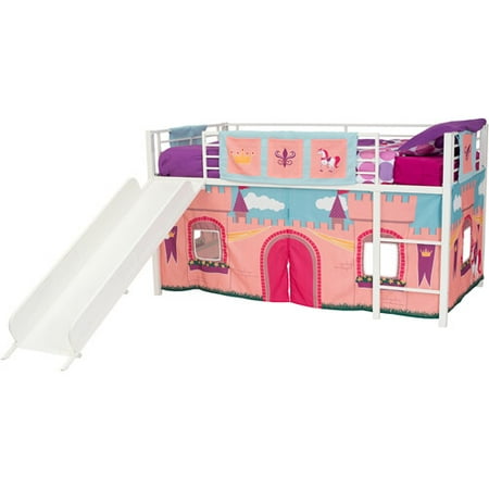 Girls Apos Princess Castle Twin Loft Bed With Slide White Walmart Com Walmart Com