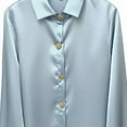 thumbnail image 6 of Women's Tops Dressy 2026 Solid Color Satin Tops Lapel Shirts Long Sleeve Teacher Office Business Outfits Blouse, 6 of 6