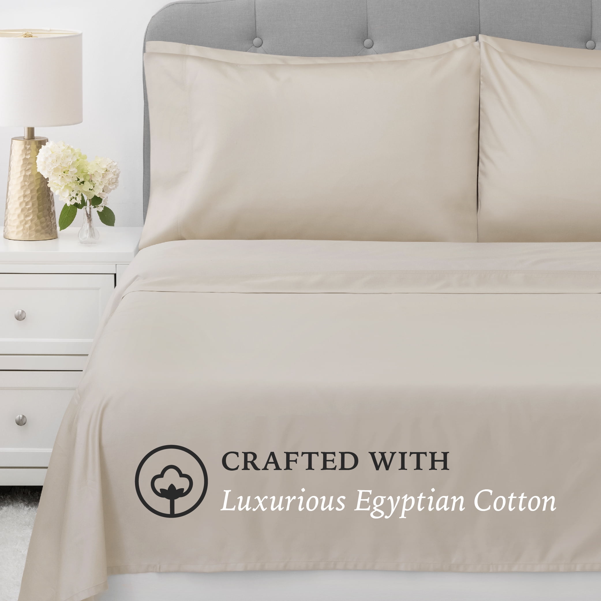Hotel Style 1000 Tread Count Ivory Sugar Egyptian Cotton Luxury Bed Sheet Set, King