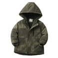 thumbnail image 3 of Cethrio Boys Winter Coats, Thickened Windproof Zip up Warm Winter Outerwear with Hood Army Green Size 9-10 T, 3 of 8