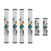 SEANATIVE Refrigerator Door Handle Covers Set of 6 Protective Waterproof Kitchen Electrical Appliance Decor Handles for Fridge, Microwave, Oven, Kitchen Cabinet, Daisy Butterfly Gray