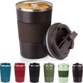 thumbnail image 5 of Taza de café de acero inoxidable 304, botella de agua antideslizante de silicona, taza térmica para regalo de escuela, viajes, hogar y oficina, 5 of 5