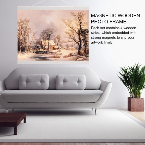 Modern Magnetic Poster Hanger White Sawdust Photo Picture Frame 11.81 inches / 30.0 cm DIY Art Scroll Hanger