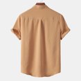 thumbnail image 4 of Men's solid color simple casual short-sleeved thin breathable tops men's stand-up collar short-sleeved button shirt, 4 of 4