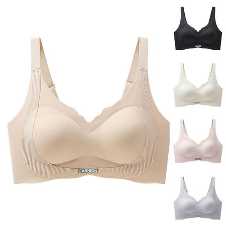 Jacenvly New Sports Bras for Women Underwear Solid Color No Rim Adhesive Bra Push up Palm Print Cup Easy Care Bras for Women No Underwire Light Blue