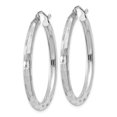 thumbnail image 2 of Boucles d'Oreilles Créoles Texturées en Or Blanc 14K, 2 of 4