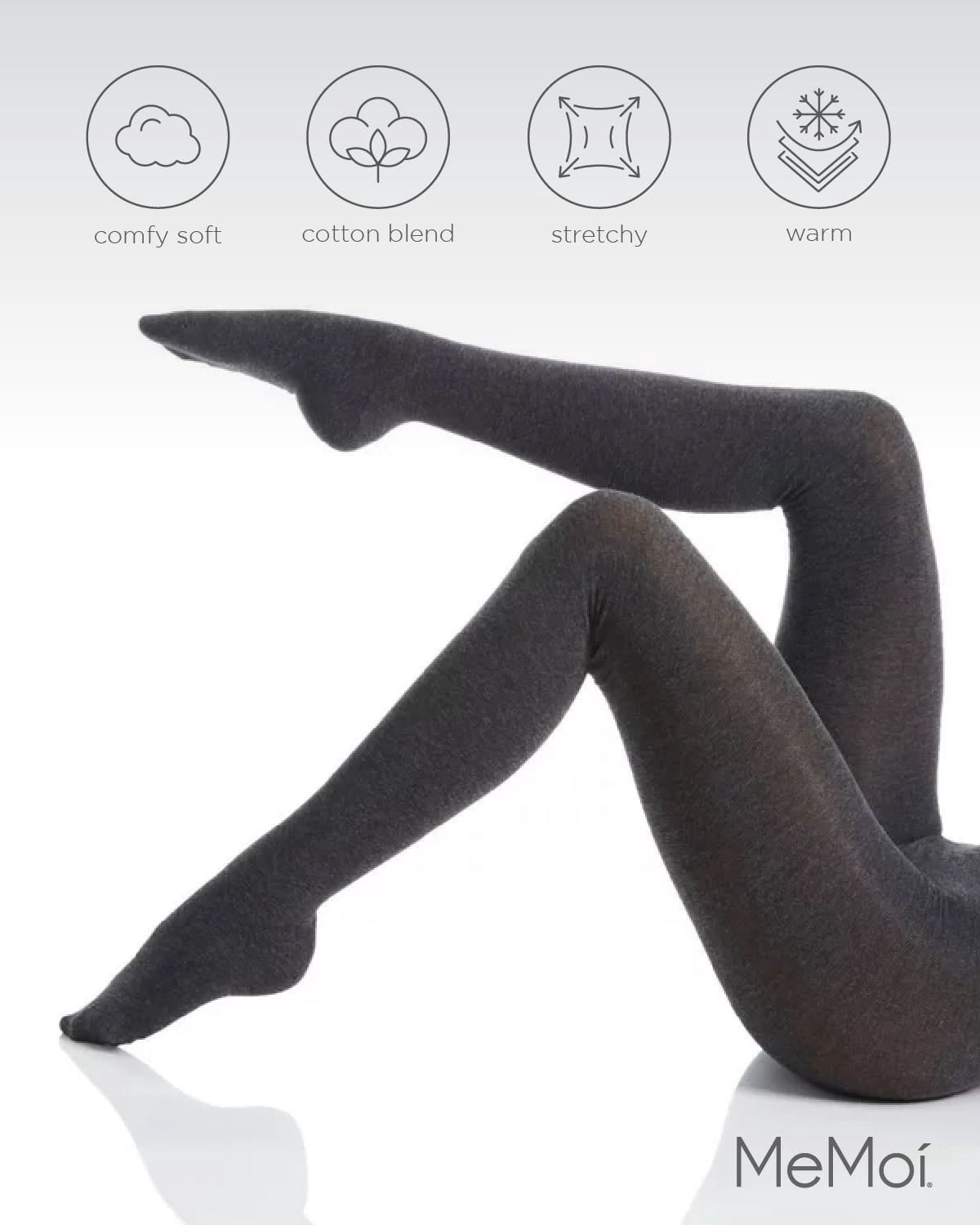 Women's MeMoi MO-325 Flat Knit Sweater Tights (Dark Gray Heather L
