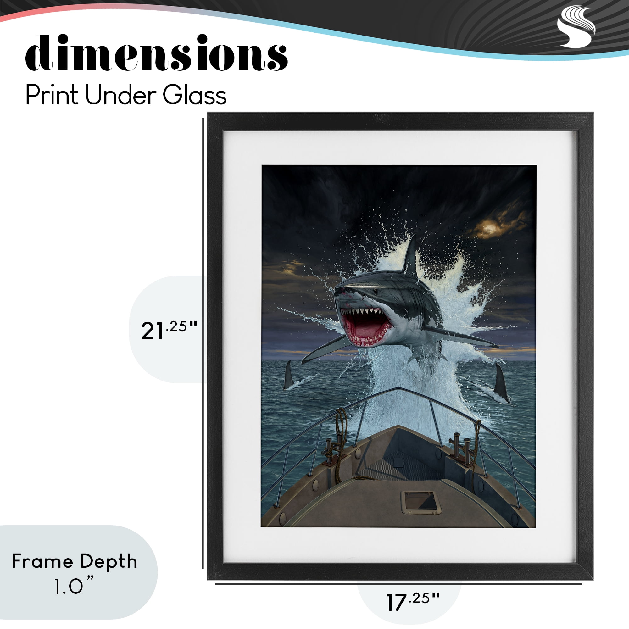 Stupell Industries Fish Out Of Water Black Framed Print Under Glass, design by Vincent Hie